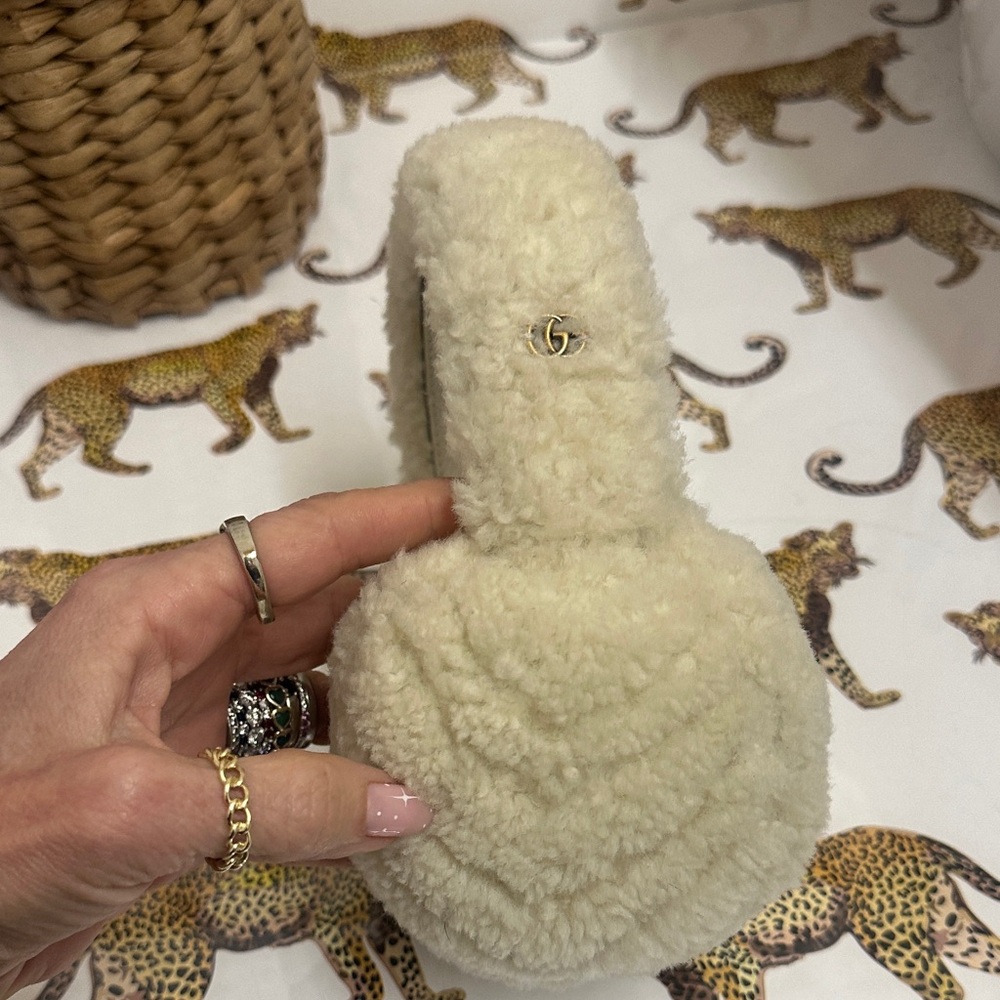 Authentic Gucci Ivory Plush Ear Muffs - never worn